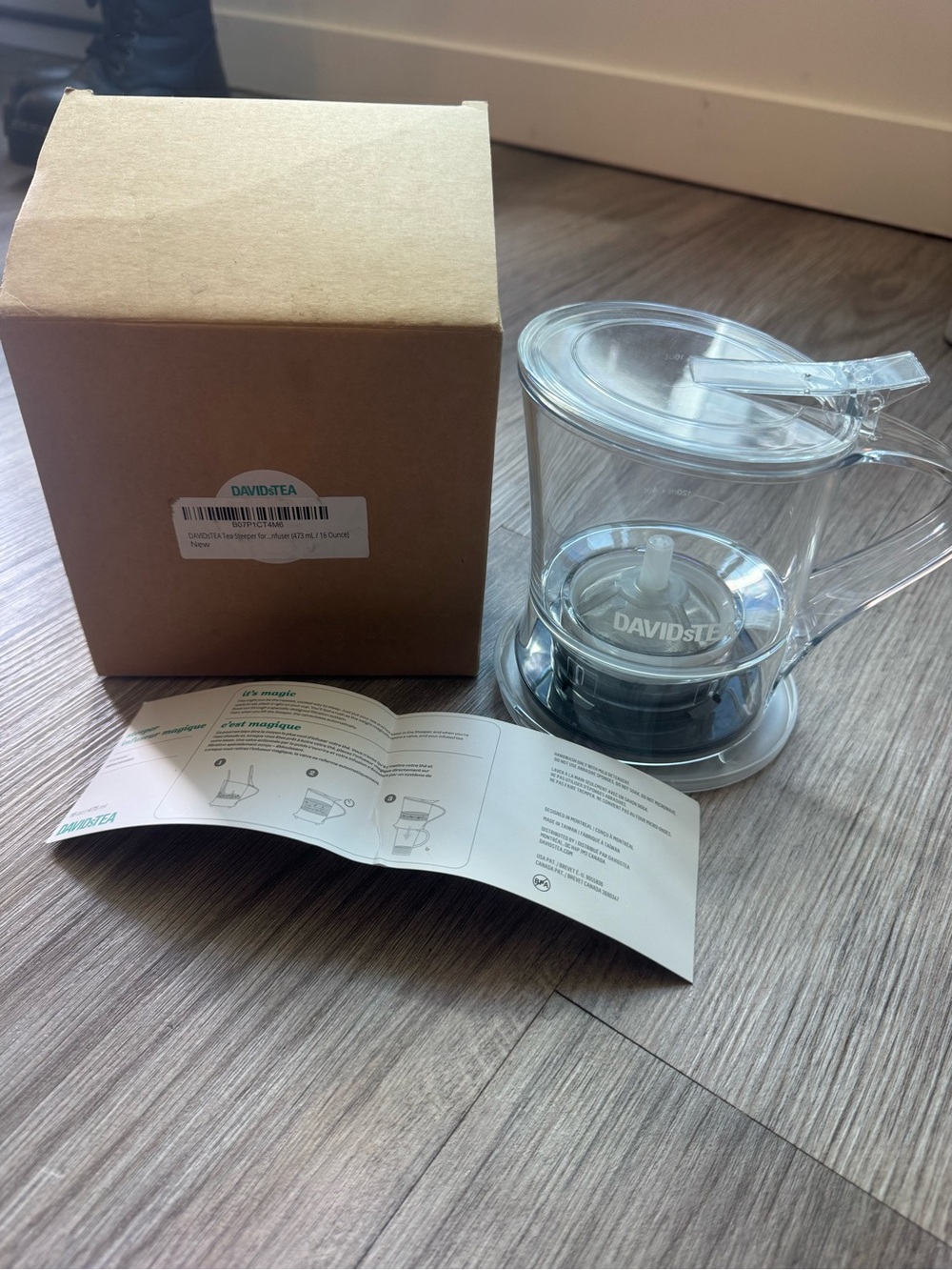 DAVIDsTEA The Steeper Clear Loose Leaf Tea Infuser 16 oz 473 ml New In Box